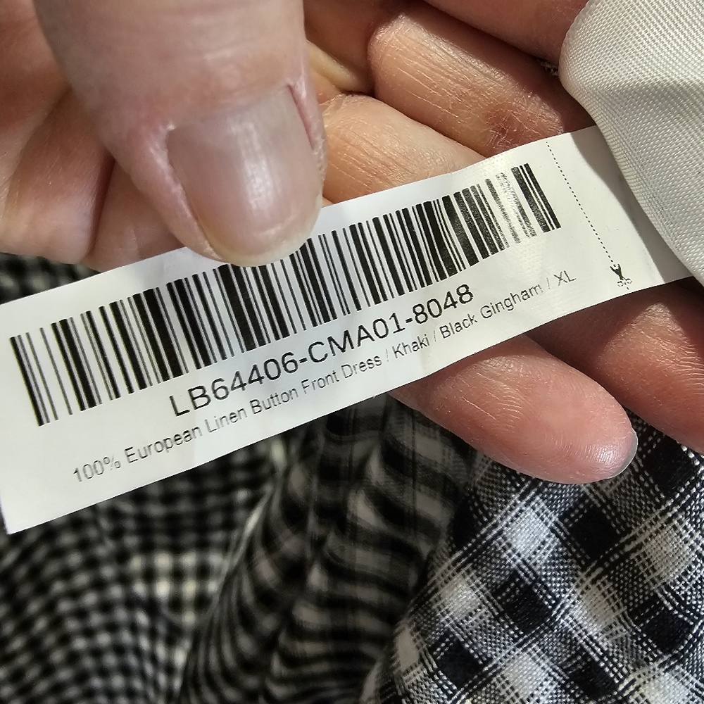 Quince European Linen Gingham Khaki & Black Midi Dress - Picture 9 of 9